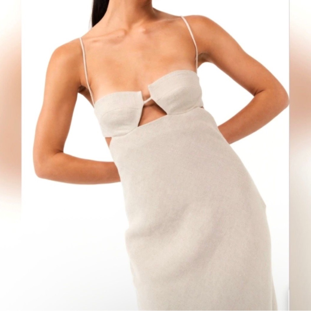 St Agni 100% Linen Resort Dress In Natural Size Xs